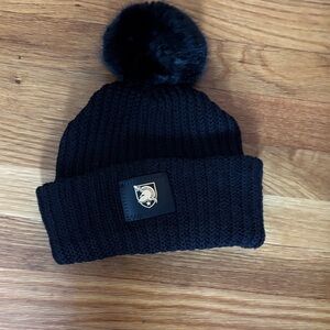 Black Army Knit Beanie with Pom Pom